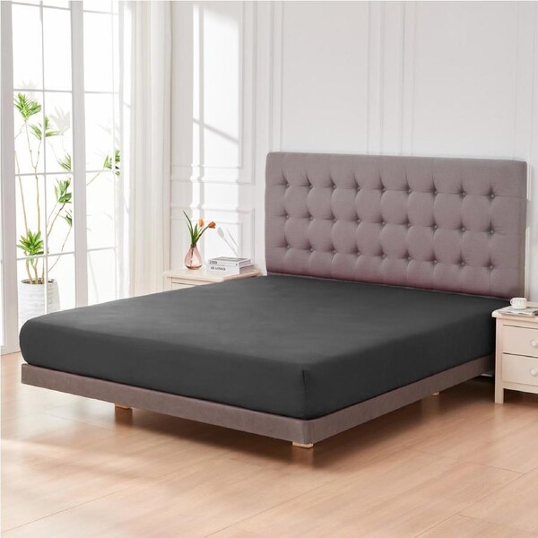 LINENOVA 2000TC 40cm Deep Wall Fitted Sheet Ultra Soft For All Seasons King Single / Dark grey