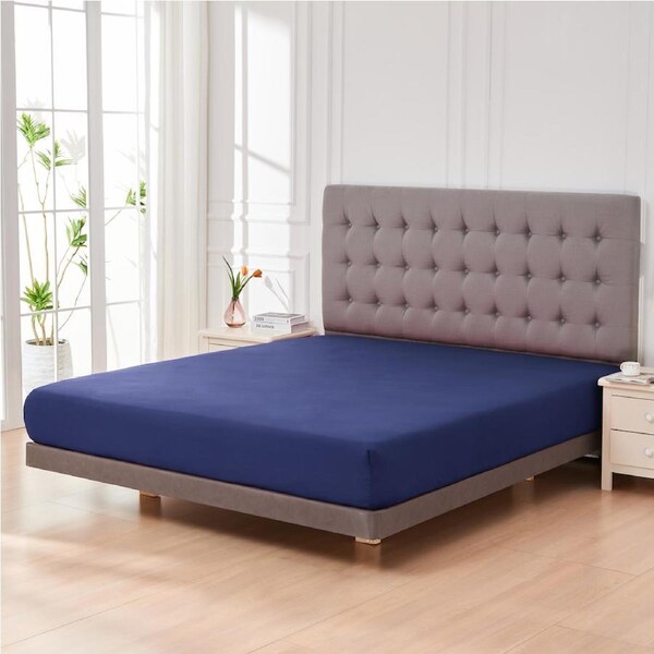 LINENOVA 2000TC 40cm Deep Wall Fitted Sheet Ultra Soft For All Seasons Single / Navy