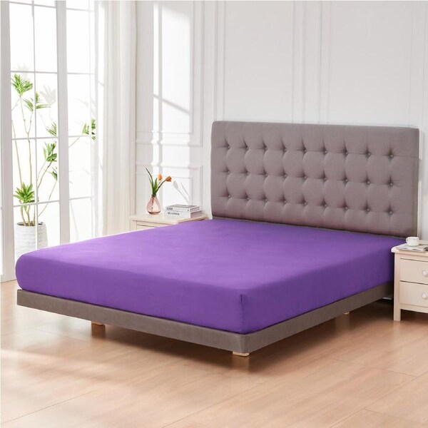 LINENOVA 2000TC 40cm Deep Wall Fitted Sheet Ultra Soft For All Seasons Single / Purple
