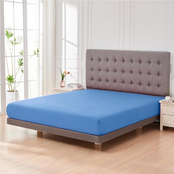 LINENOVA 2000TC 40cm Deep Wall Fitted Sheet Ultra Soft For All Seasons Double / Ocean