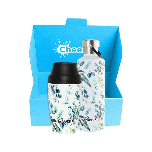 Cheeki Gift Box Watercolour (Includes Insulated Bottle 600ml + Insulated Coffee Mug 350ml)