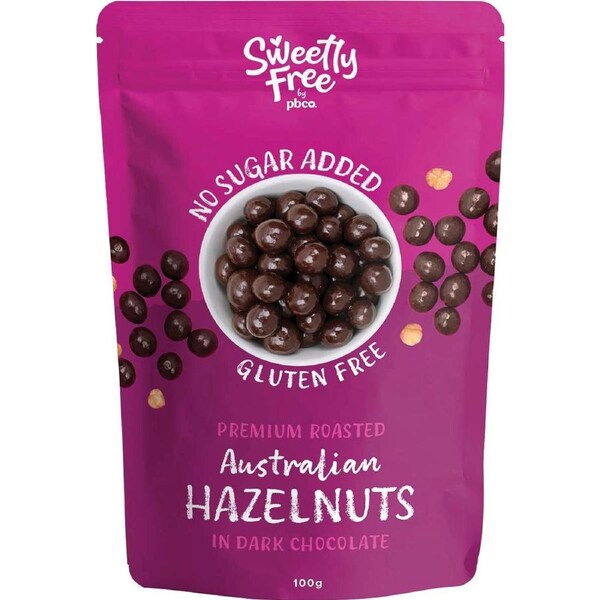 Pbco Sweetly Free Hazelnuts Dark Chocolate No Sugar Added 100g