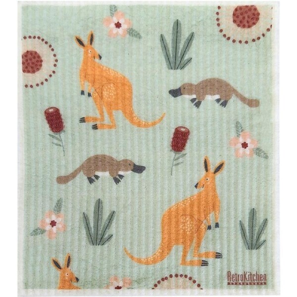Retrokitchen 100% Compostable Sponge Cloth Kangaroos