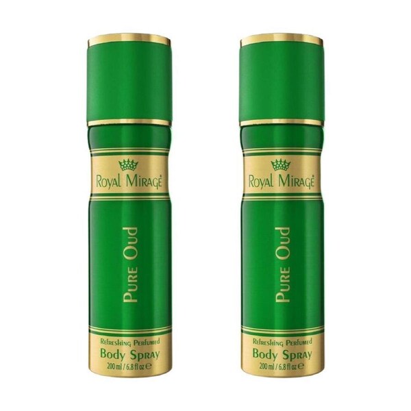 2PK Royal Mirage Pure Oud Body Perfume Fragrance Spray Scent For Women 200ml