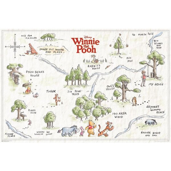 Disney Winnie the Pooh 100 Acre Wood Poster 91.5x60cm Hanging Wall Decor