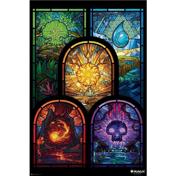 Magic the Gathering Stained Glass Poster Room Wall Decor Display 91x61cm