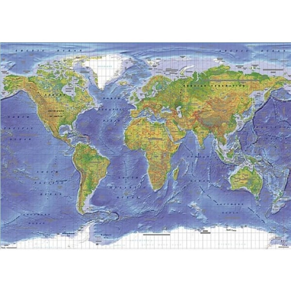 Impact Merch World Map Terrain Poster Home/Room Wall Decor Display 91x61cm