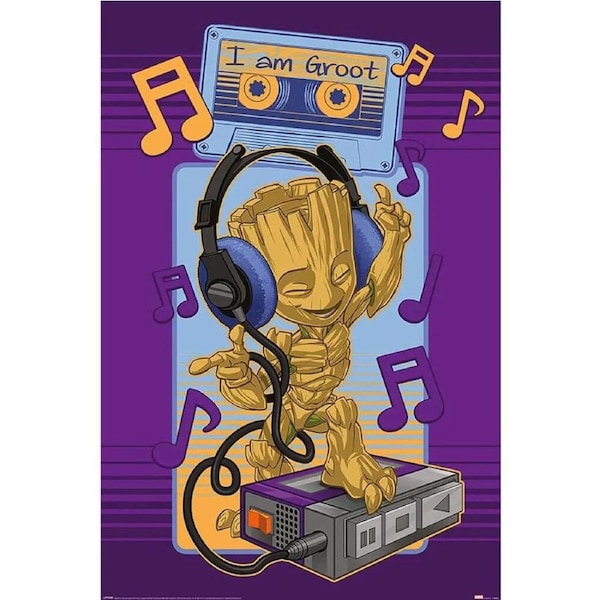 Marvel MCU Guardians of the Galaxy Groot Cassette Poster Wall Decor 91x61cm