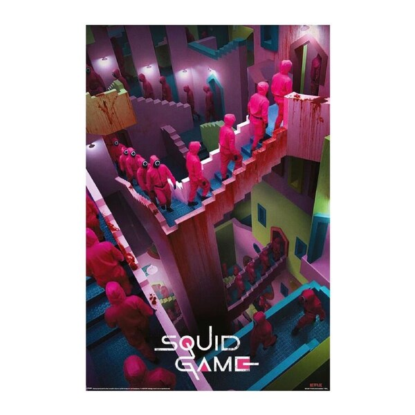 Squid Game Crazy Stairs Poster Home/Room Wall Decorative Display 91x61cm