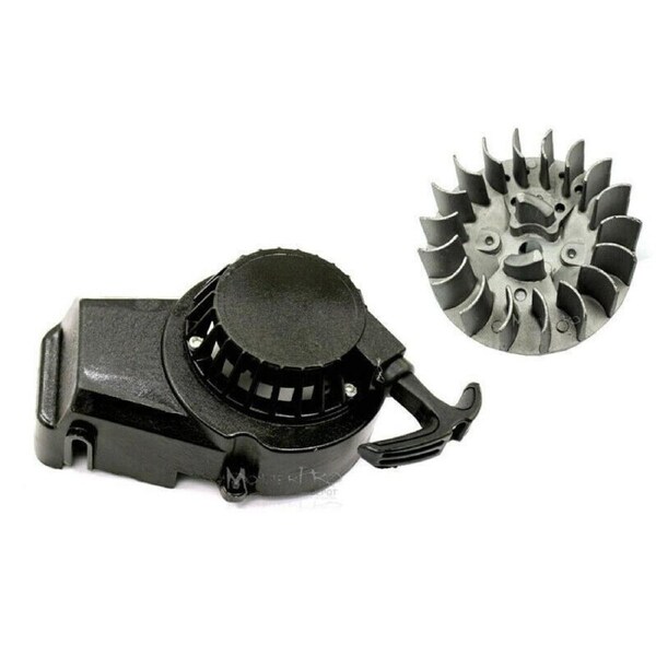 TDR Fly Wheel and Pull Start Kit for 43cc 47cc 49cc 2-Stroke Engine, Fits Mini Pit Dirt Bike, ATV Quad Pocket Rocket Scooter, 100mm Diameter