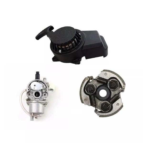 TDR 43CC-49CC Carburetor with Alloy Pull Starter and 3 Spring Clutch Kit for Mini Dirt Pit Pocket Rocket Quad ATV Scooter
