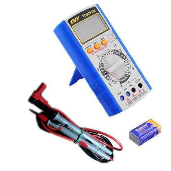 TDR LCD Digital Multimeter Ohmmeter Multi Tester AC DC Voltmeter Test Leads Battery, VC9205AL