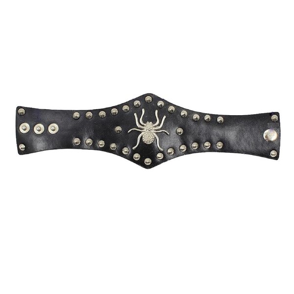 TDR Punk Stud Spider Wristband, Durable Artificial Leather Black Wristband for Motorbikes, Dirt/Pit Bikes, Unisex Accessory for Casual or Formal Wear