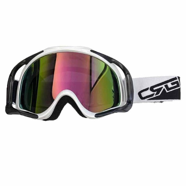TDR Adult Goggles - Windproof, UV400 Protection, Adjustable Straps for Skiing, Snowboarding, Snowmobile, Motorsports, UV Snow Ski and Safety Glasses for Outdoor Sports, Unisex Fit (White)