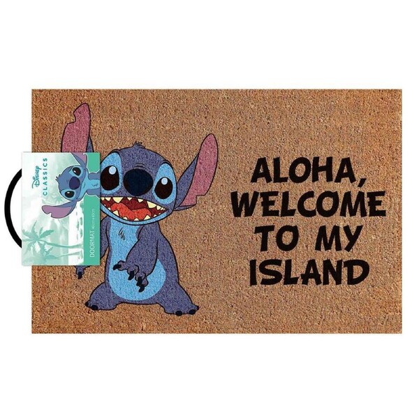 Disney Lilo & Stitch Aloha Doormat 40x60cm Home Frontdoor Rug/Mat Brown