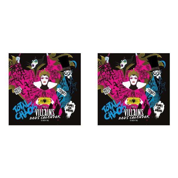 2PK Disney Villians 2025 Square Wall Calendar 30x30cm Home/Room Hanging Decor