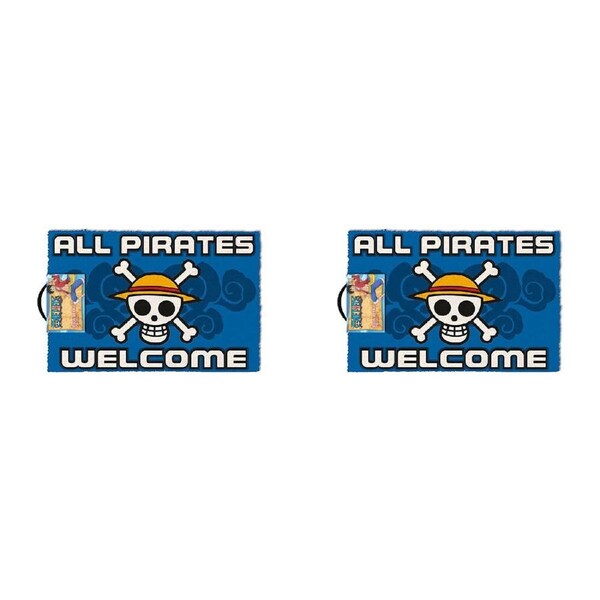 2PK One Piece All Pirates Welcome Doormat 40x60cm Home Frontdoor Rug/Mat Blue