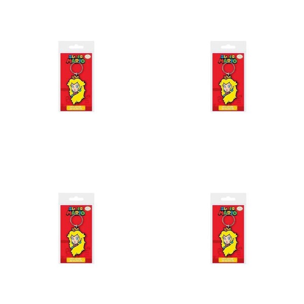 4PK Super Mario Princess Peach PVC Rubber Keyring/Keychain 4x9cm Key Accessory