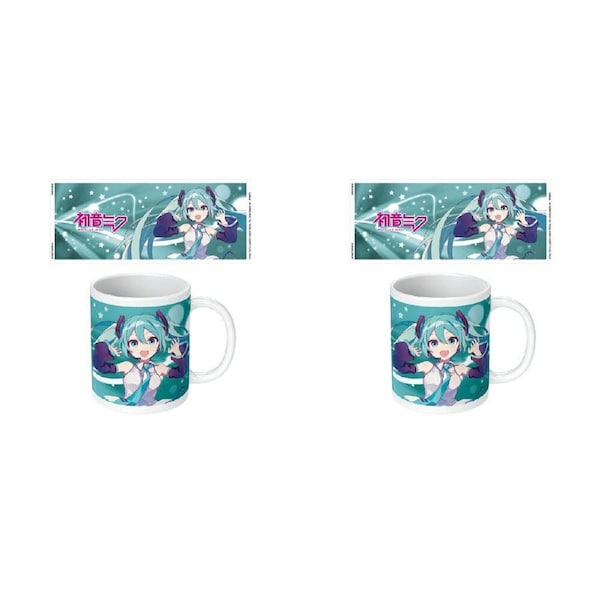 2PK Hatsune Miku Blue Ceramic Mug Coffee/Milk Drinking Cup Home Tableware 9x11cm