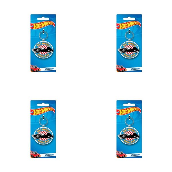 4PK Hot Wheels Speed Club PVC Rubber Durable Keyring/Keychain 4x9cm Accessory