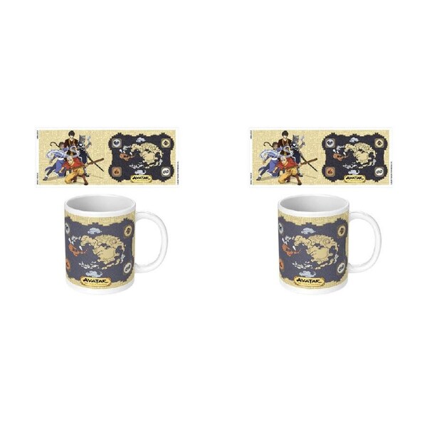 2PK Avatar The Last Airbender Map Ceramic Mug Coffee Drinking Cup White 9x11cm