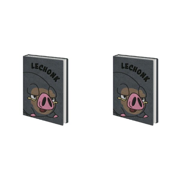 2PK Pokemon LeChonk Plush Notebook Kids Writing/Drawing Stationery Grey 16x21cm