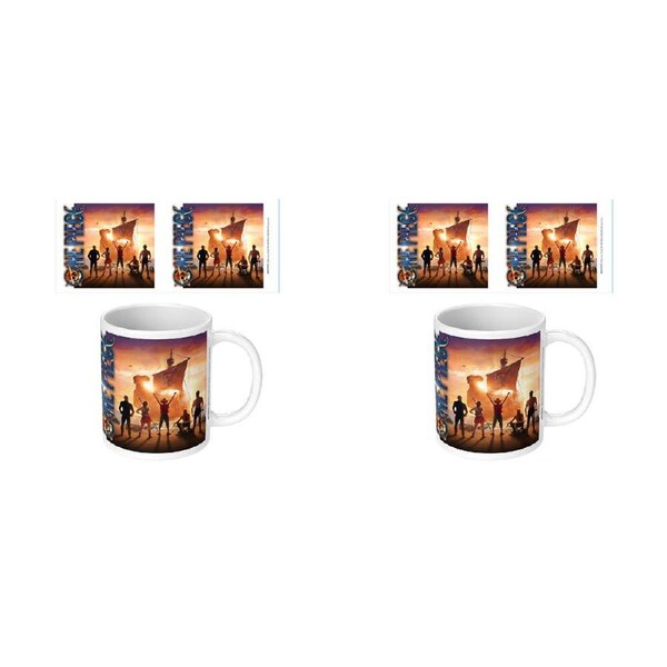 2PK One Piece Live Action Set Sail Ceramic Mug Coffee Drinking Cup White 9x11cm