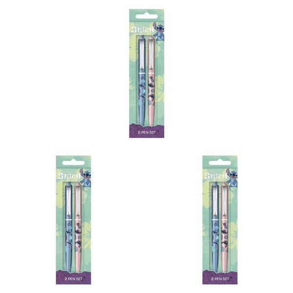 6pc Disney Lilo & Stitch Stitch Smile Pen Set Writing Stationery Blue/Pink