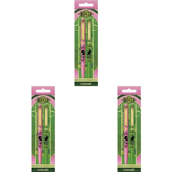 6pc Wicked Pen Set Ball Point Writing/Drawing Home Stationery Pink/Green