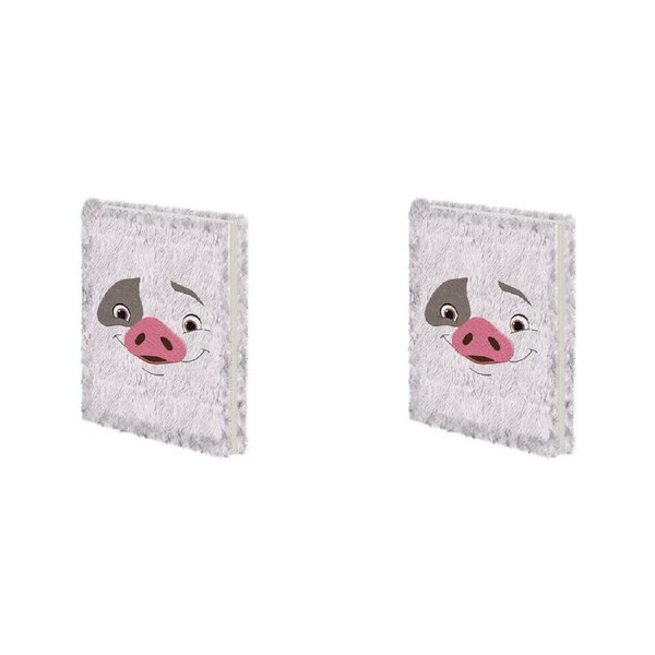2PK Disney Moana 2 Pua Plush Kids Notebook Writing Stationery Grey 22x16.5cm