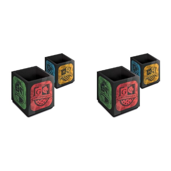 2PK Wizarding World Harry Potter Bold Crests Square Pen Pot Organiser 9x10cm