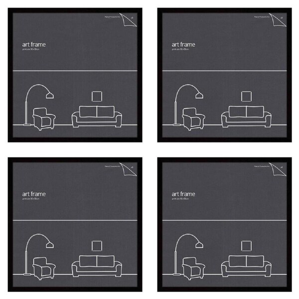 4PK Impact Merch Classic Picture Frame Fits 50x50cm Print Picture Holder Black