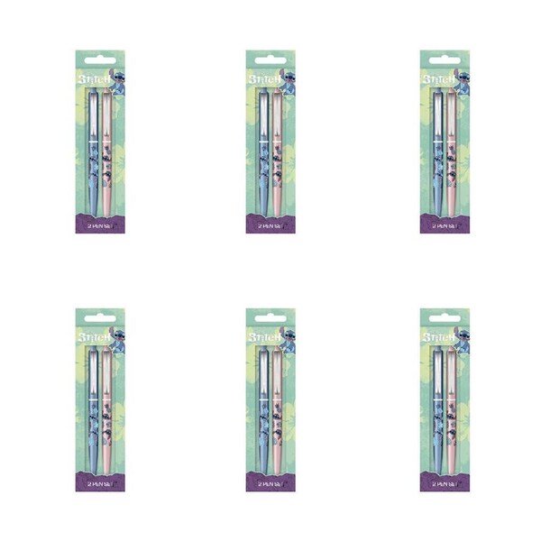 12pc Disney Lilo & Stitch Stitch Smile Pen Set Writing Stationery Blue/Pink