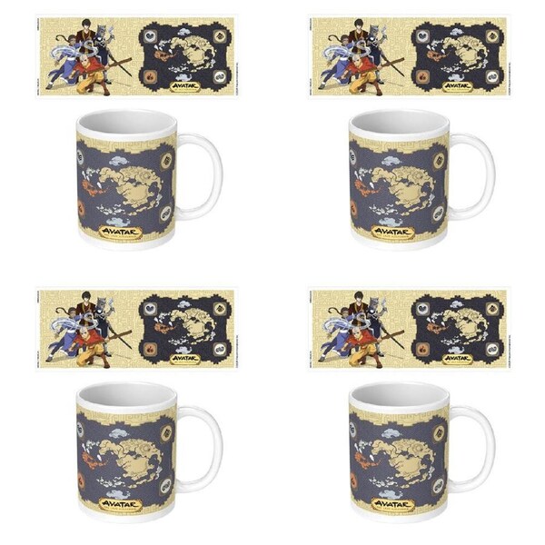 4PK Avatar The Last Airbender Map Ceramic Mug Coffee Drinking Cup White 9x11cm