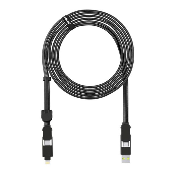 [XLL01R] Rolling Square inCharge XL 3m 100W 6 in 1 Travel Charging Cable Urban Black