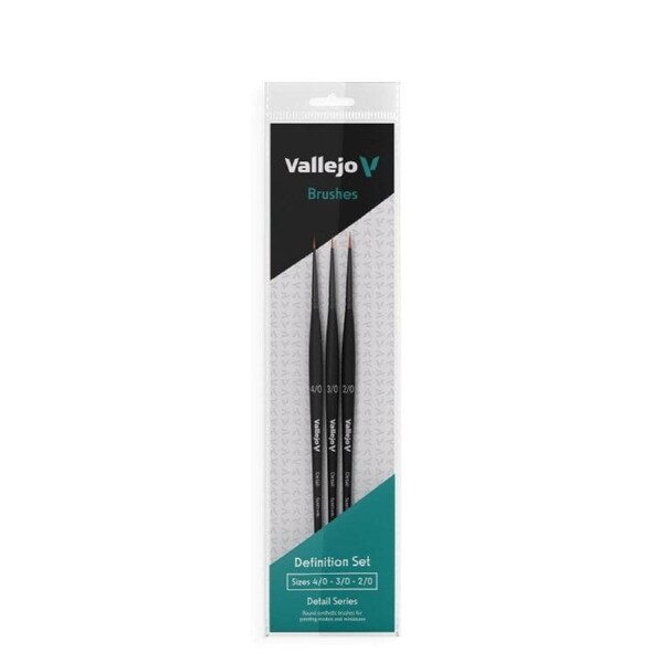 Brush - Vallejo - Detail Definition Set - Synthetic Fibers (Sizes 4/0, 3/0 & 2/0)