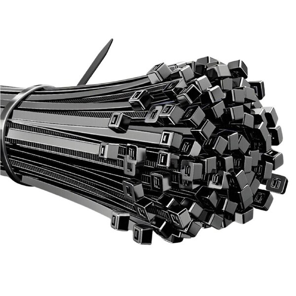100pcs Black Zip Ties Nylon UV Stabilized Bulk Cable Ties 4.8mm x300mm