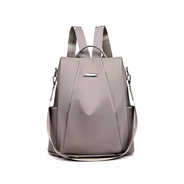 Waterproof Oxford Women Anti-theft Double Shoulder Bag Travel Backpack Khaki