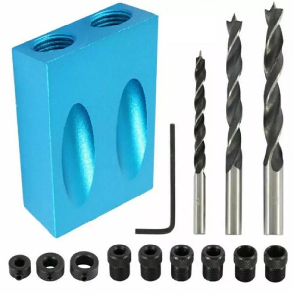 Angle Hole Locator Drill Set Wood Tool kit 57PCS 15o Pocket Hole Screw Jig Dowel