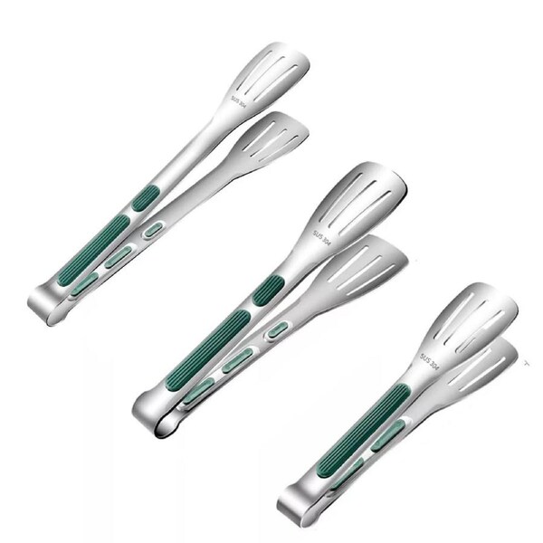 S+M+L Grill Meat Bread Serving Clip Anti-Slip Stainless Steel Kitchen Food Tongs