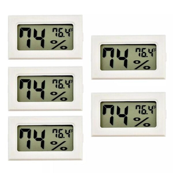 Humidity Meter Tester 5x Digital Hygrometer Temperature Thermometer Reptile Whte