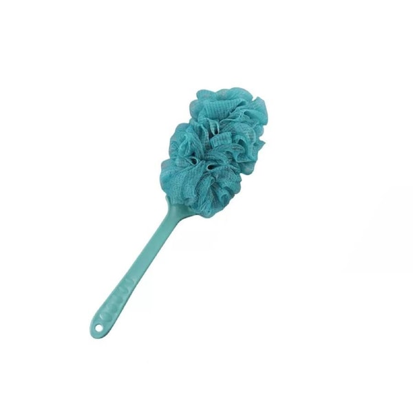 Blue Shower Loofah Back Scrubber Body Long Handle Bath Brush Soft Mesh