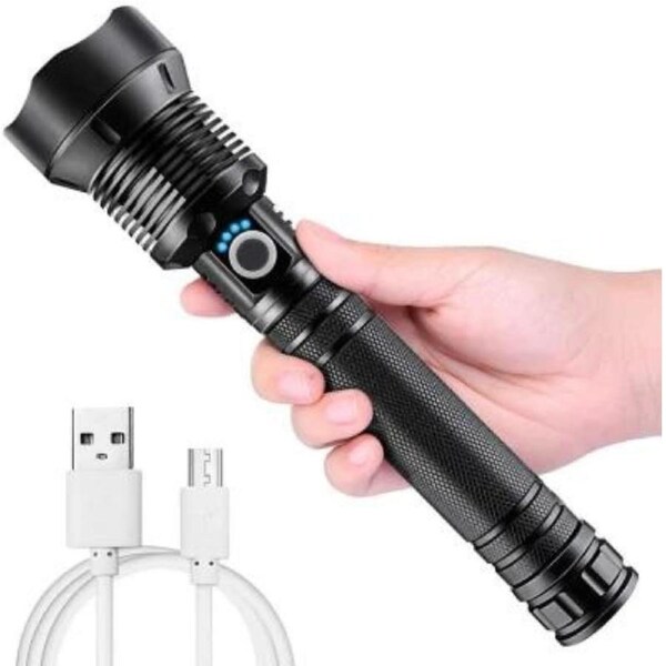 USB Rechargeable Flashlight XHP90 High Power 2500000LM Super Bright Torch