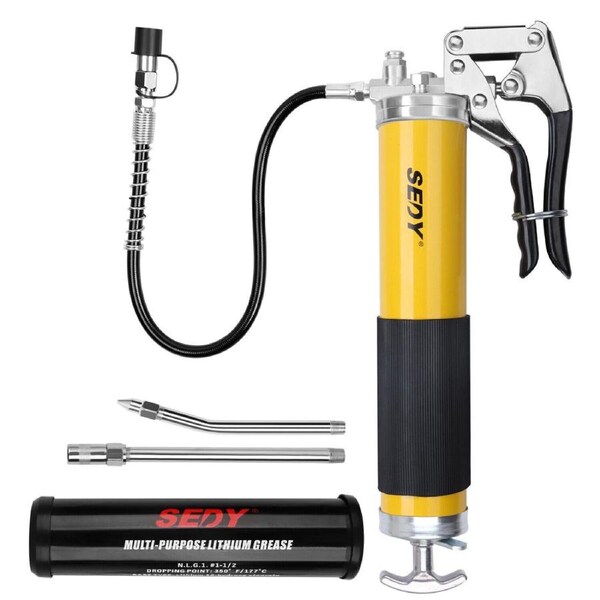 Grease Cartridge 2 Working Connectors 18" Grease Gun 8000PSI Grip Flex Hose