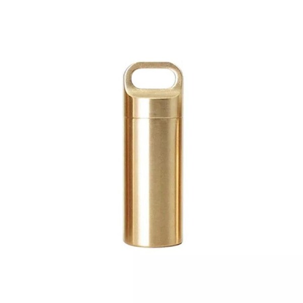 Medicine Capsule Holder Waterproof Brass Pill Box Case Bottle Container Medium