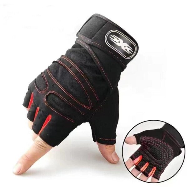 Training Wrist Strap Red Black XL Best Weight Lifting Gloves Gym Bodybuilding