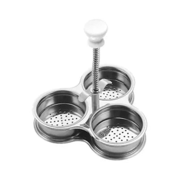 Egg Boiler Cooking Mold Egg Poacher-Poaching Pan Steamer 3 Cell Stainless Steel