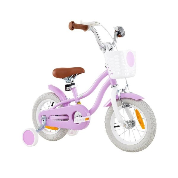 Costway 30cm Balance Bike Bicycle w/Detachable Training Wheels & Adjustable Saddle Boys Girls Balance Bike Purple