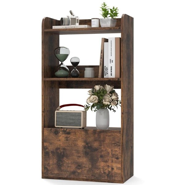Costway Bookcase w/Drawer Freestanding Bookshelf Storage Rack Display Shelf for Living Room