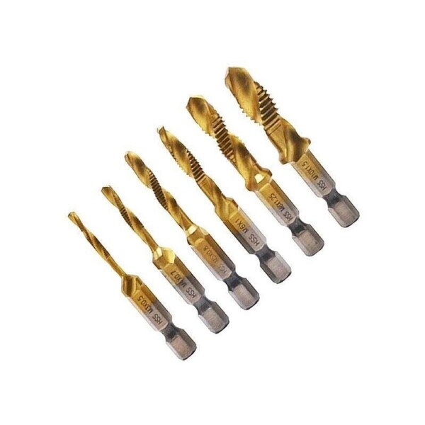 6X Hss Hex Shank Tap Drill Bits Metric Thread Screw Compound Tapping Set Tool